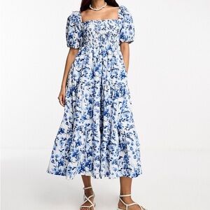 Abercrombie blue floral midi dress